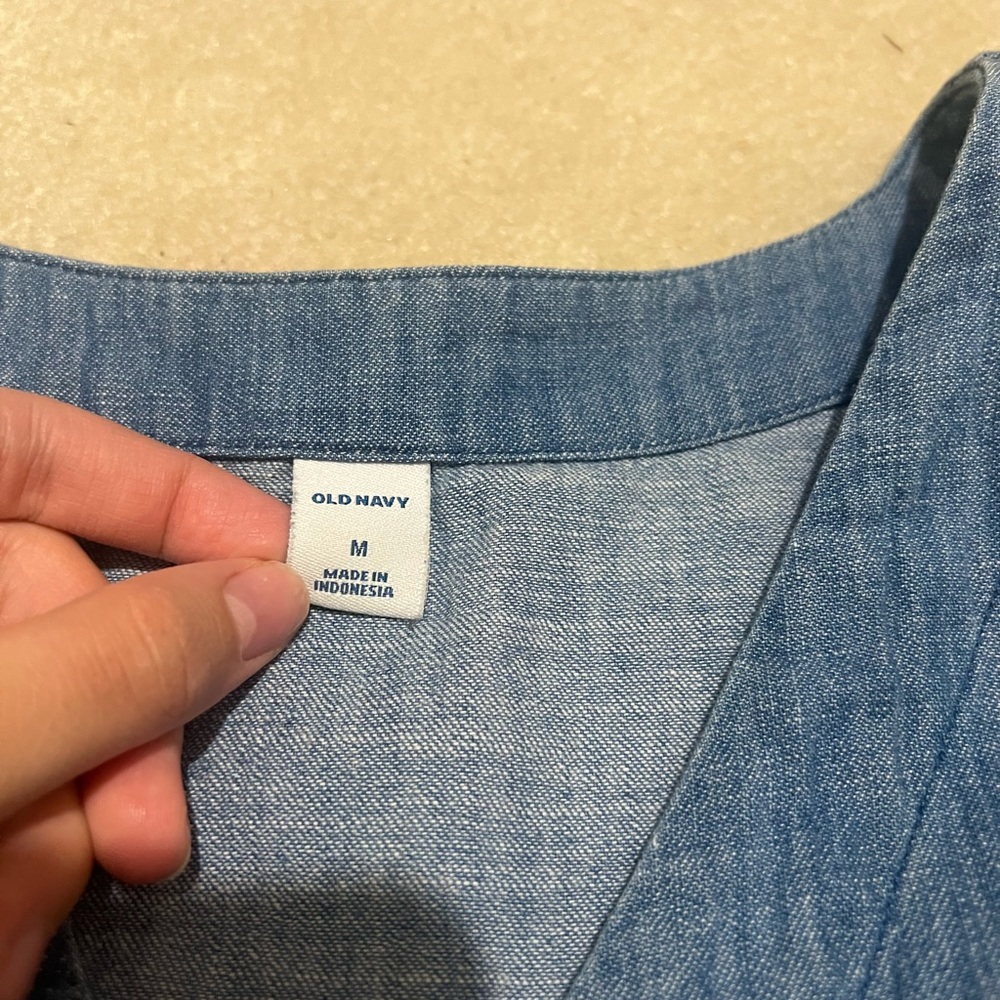 Old Navy Blue Button-Front Midi Dress - Picture 2 of 4